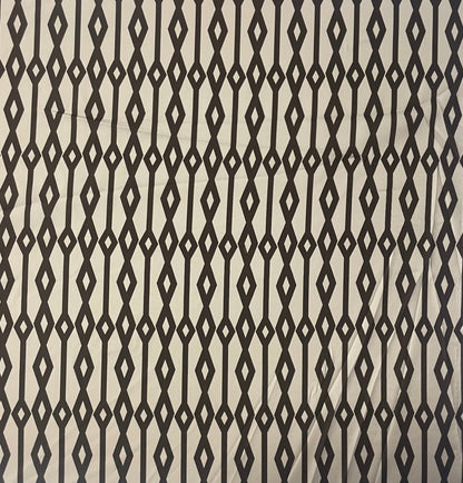Geometric Diamond Fabric – Black & Beige Minimal Print by the Metre