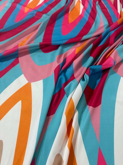 Geometric Print Fabric – Fabric by Metre, Options: Satin, Crepe, Spandex, Chiffon