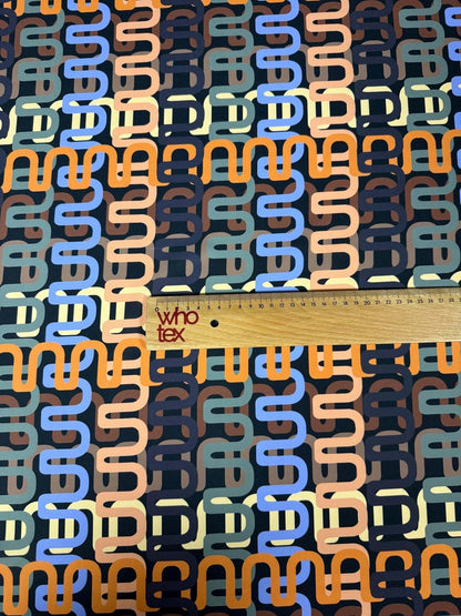 Geometric Retro Chain Link Pattern Fabric – Multiple Fabric Options, Sold by Metre