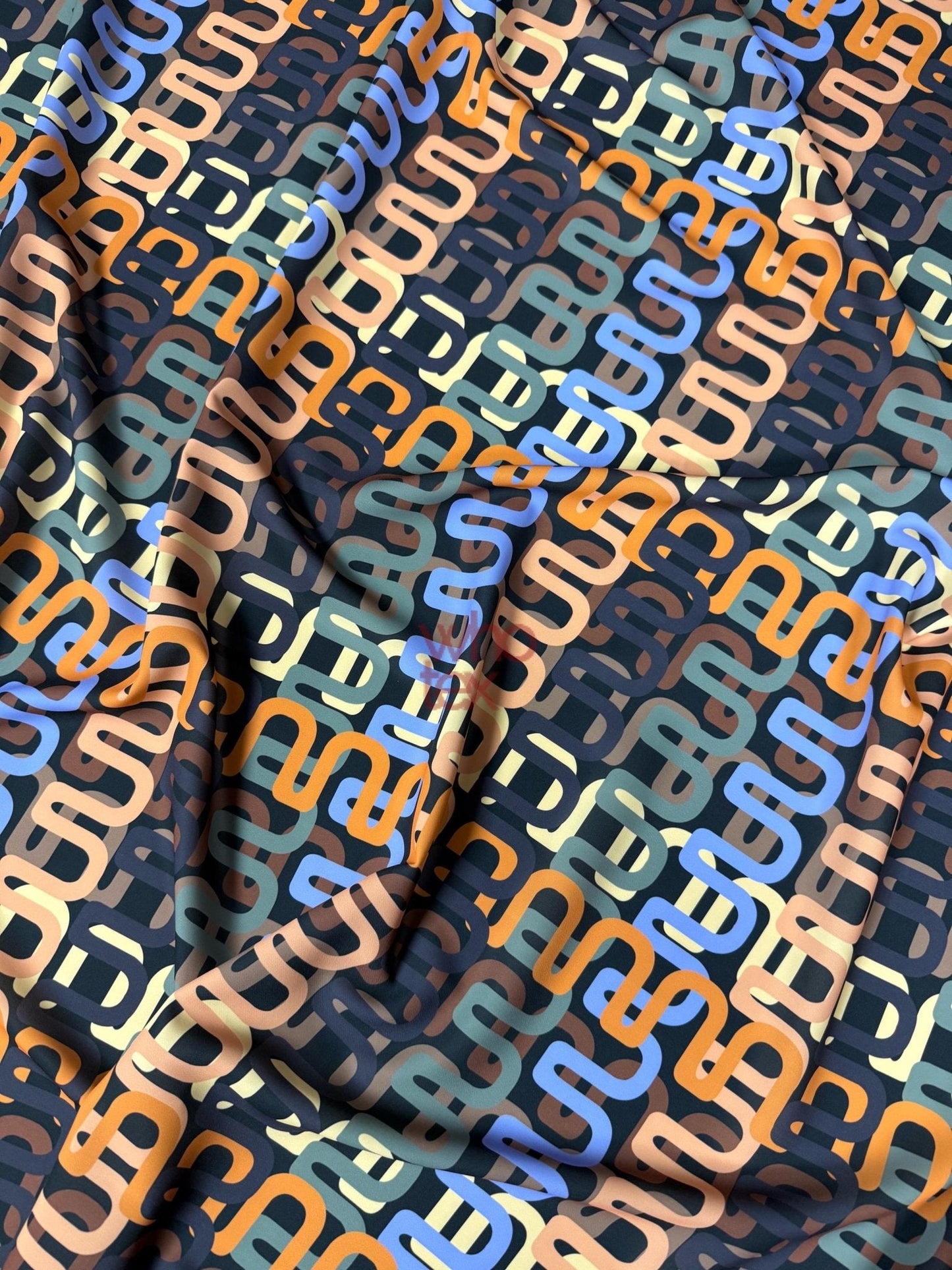 Geometric Retro Chain Link Pattern Fabric