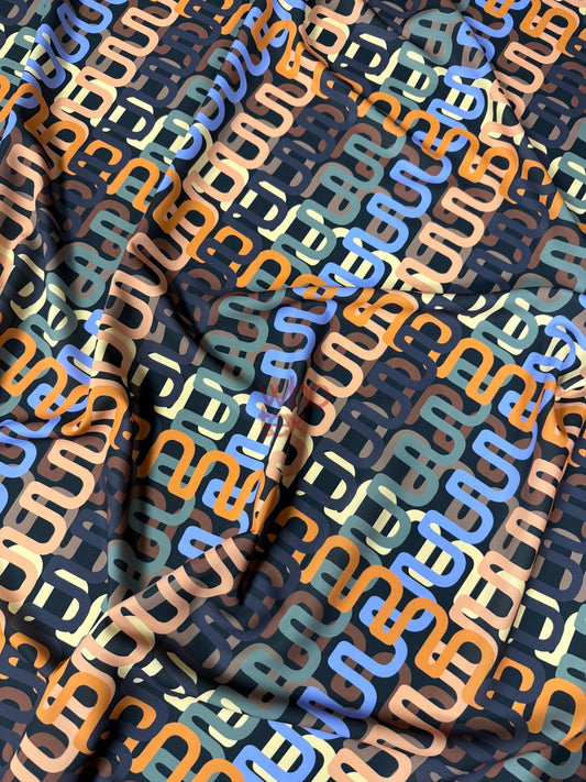 Geometric Retro Chain Link Pattern Fabric