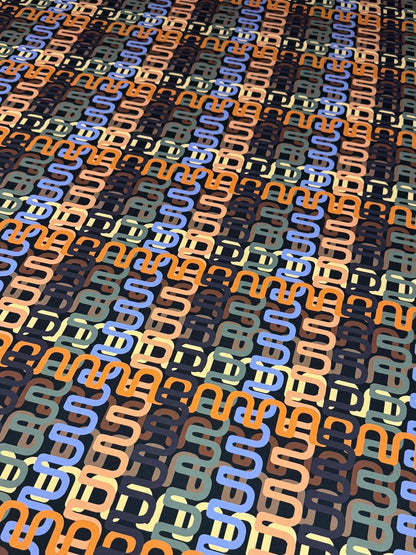 Geometric Retro Chain Link Pattern Fabric – Multiple Fabric Options, Sold by Metre
