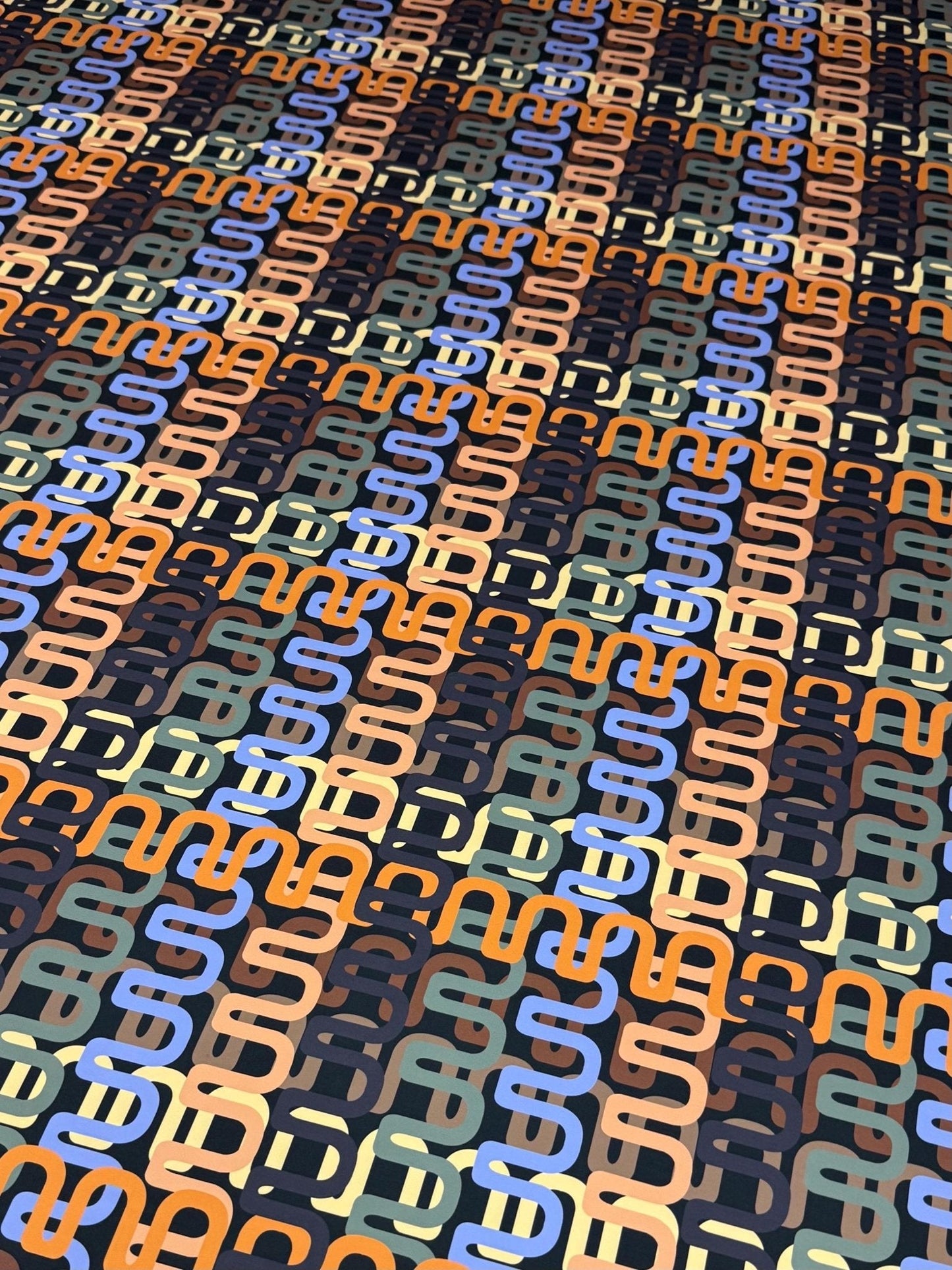 Geometric Retro Chain Link Pattern Fabric