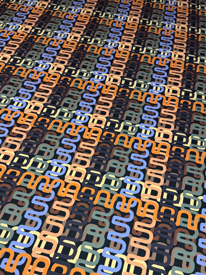 Geometric Retro Chain Link Pattern Fabric