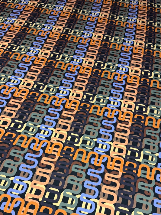 Geometric Retro Chain Link Pattern Fabric