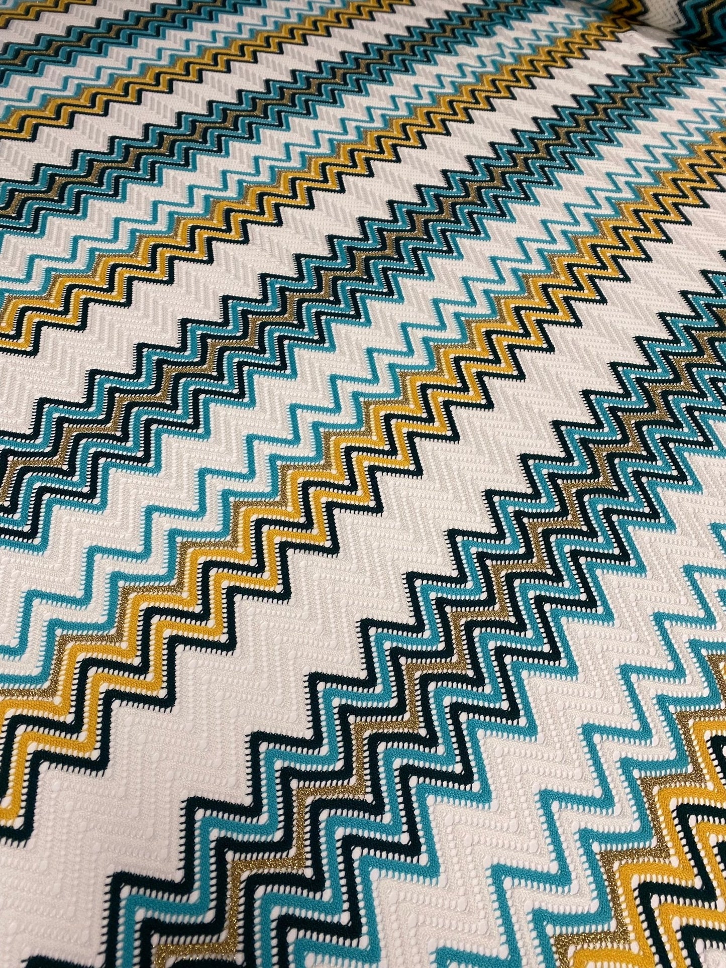 Geometric Zigzag Embroidered Fabric