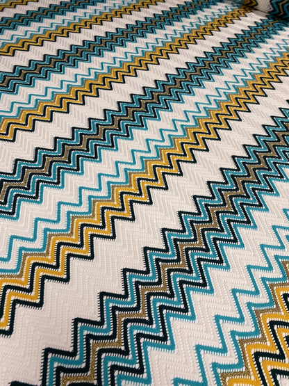 Geometric Zigzag Embroidered Fabric