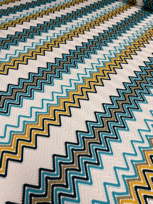 Geometric Zigzag Embroidered Fabric