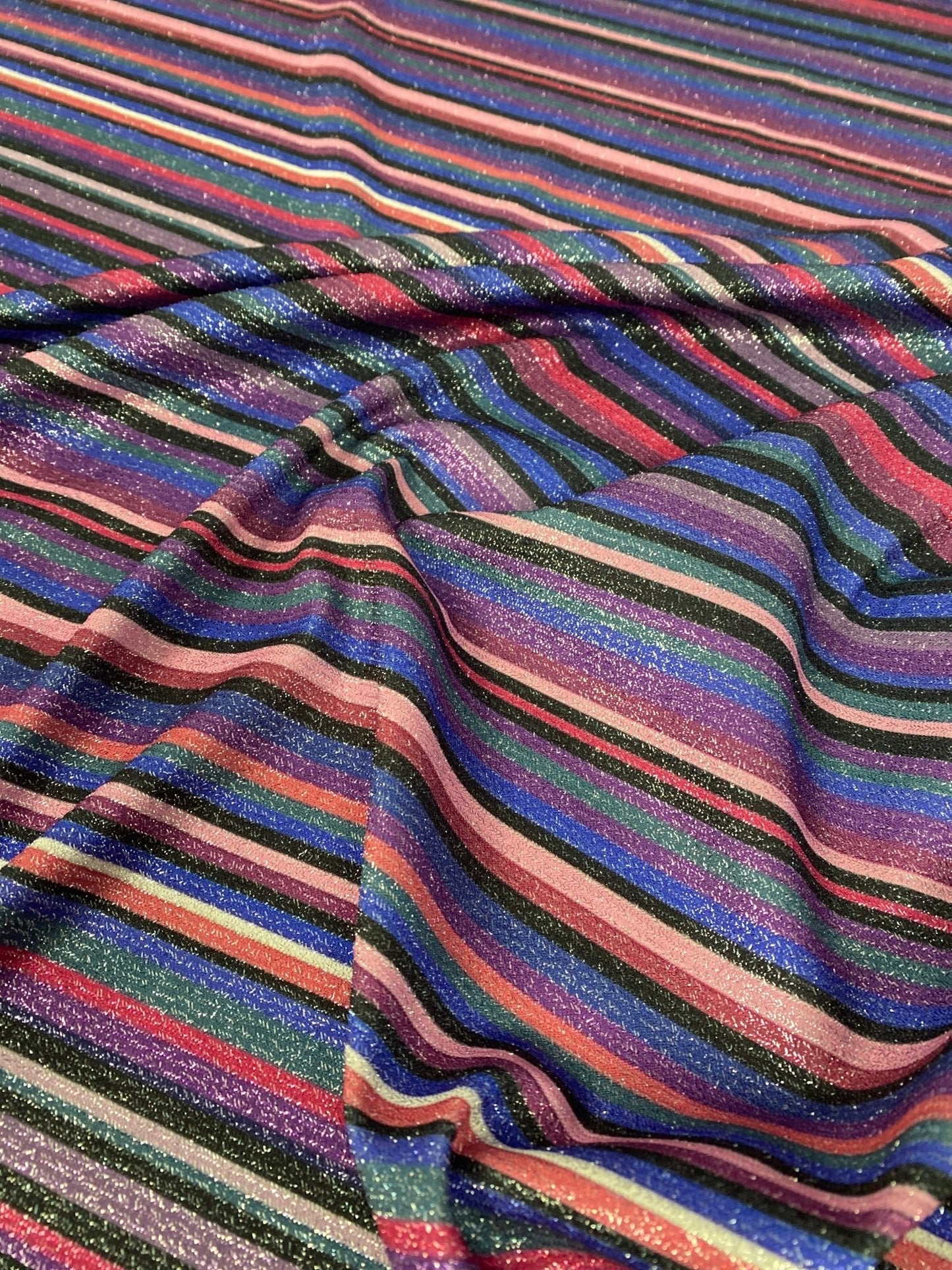Glitter Striped Lurex Spandex Fabric - 4-Way Stretch Dress Fabric