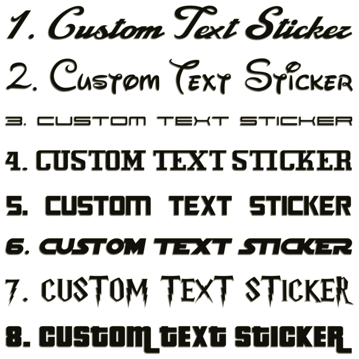 Famous Fonts Custom Text Sticker