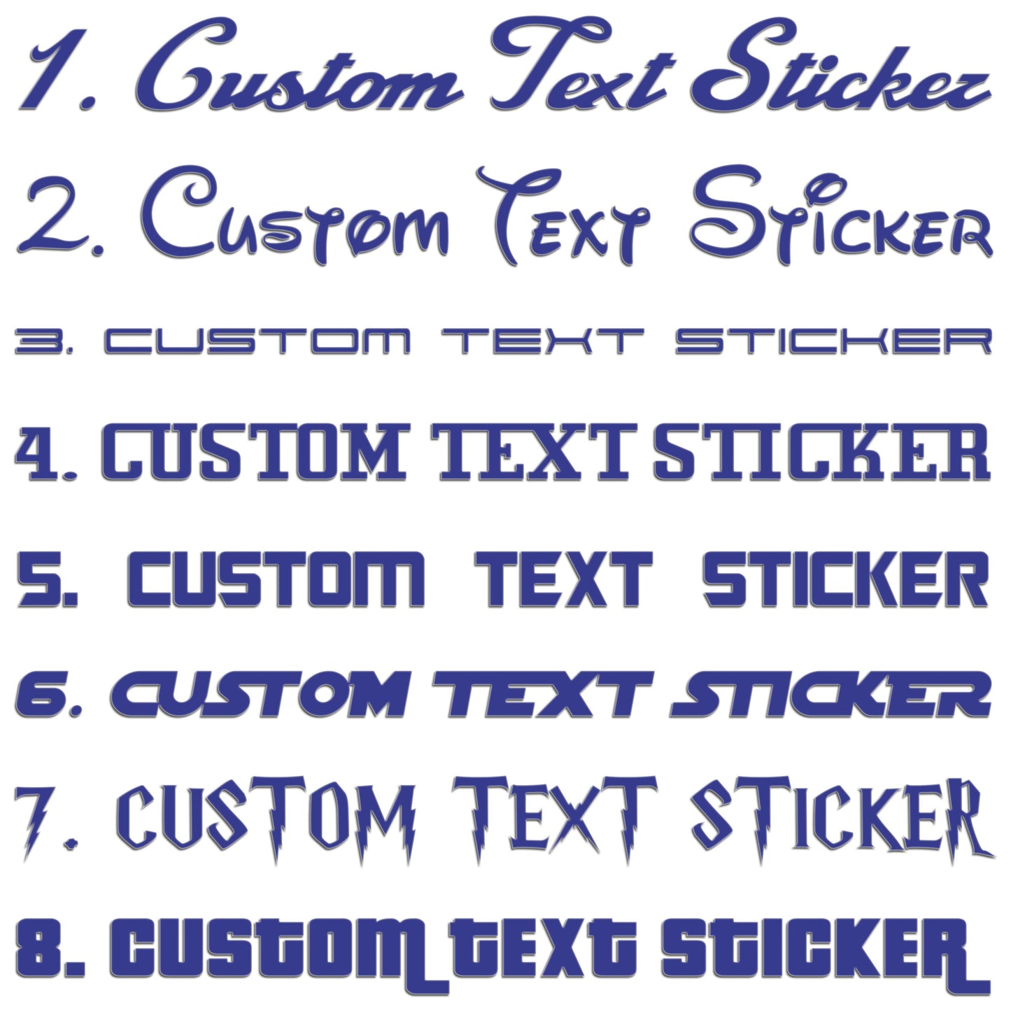 Famous Fonts Custom Text Sticker