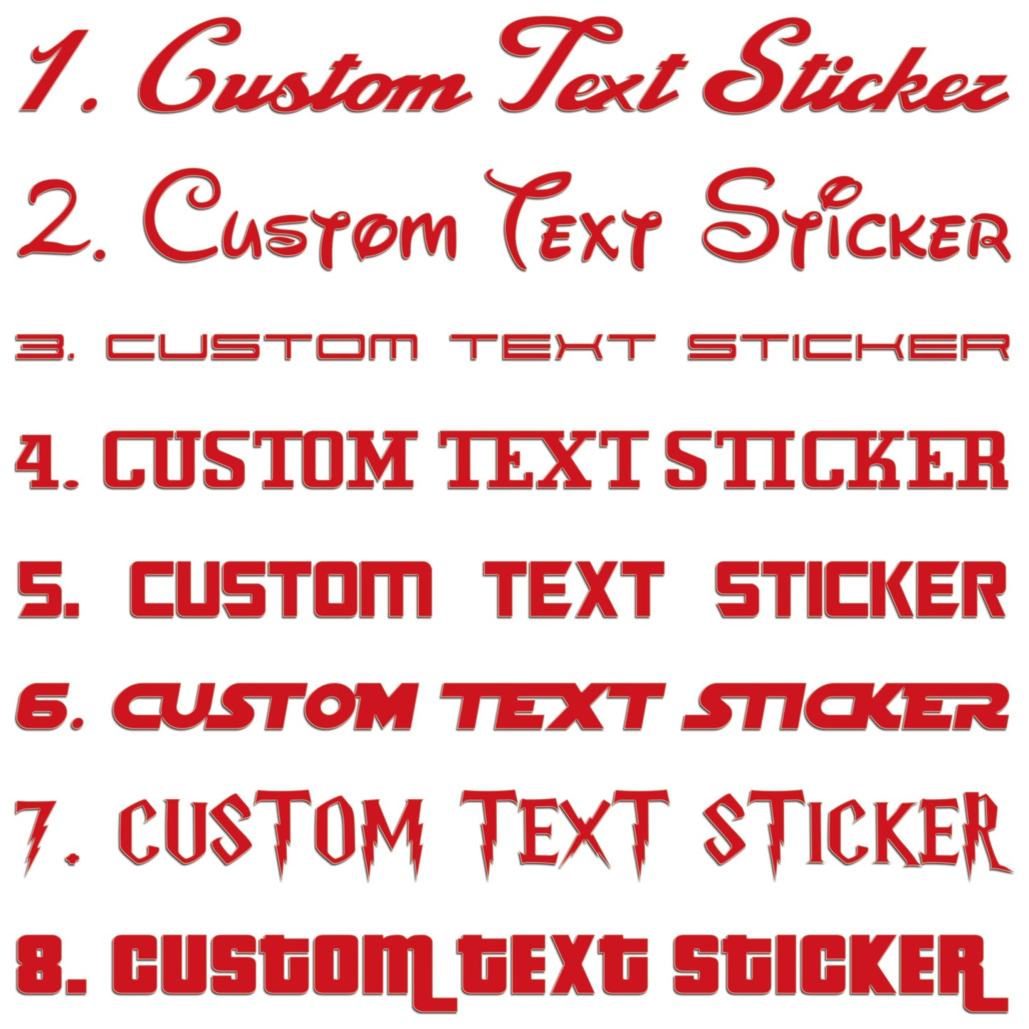 Famous Fonts Custom Text Sticker