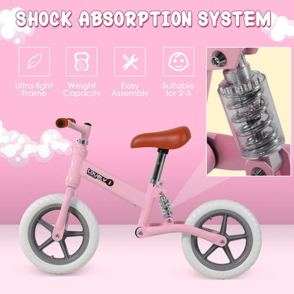 Toddler Balance Bike No Pedal Walk Training Pink