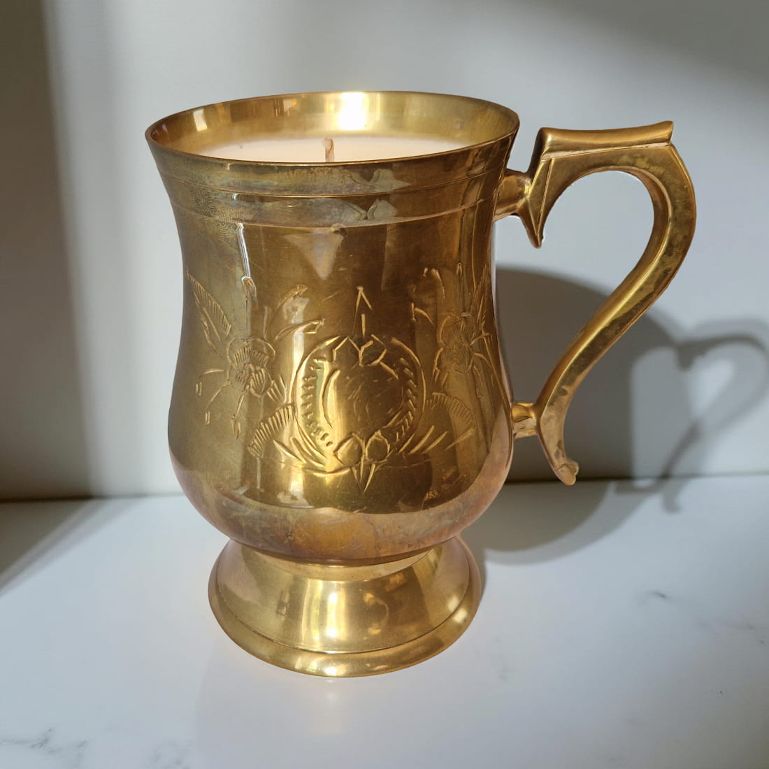 Repurposed Bronze Goblet Candle – Winter Clementine