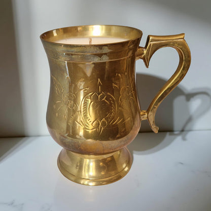 Repurposed Bronze Goblet Candle – Winter Clementine