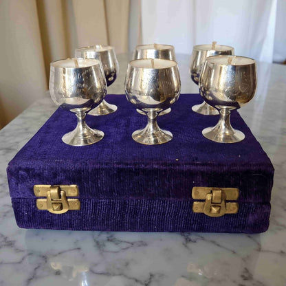 Repurposed Silver Goblet Candle Set