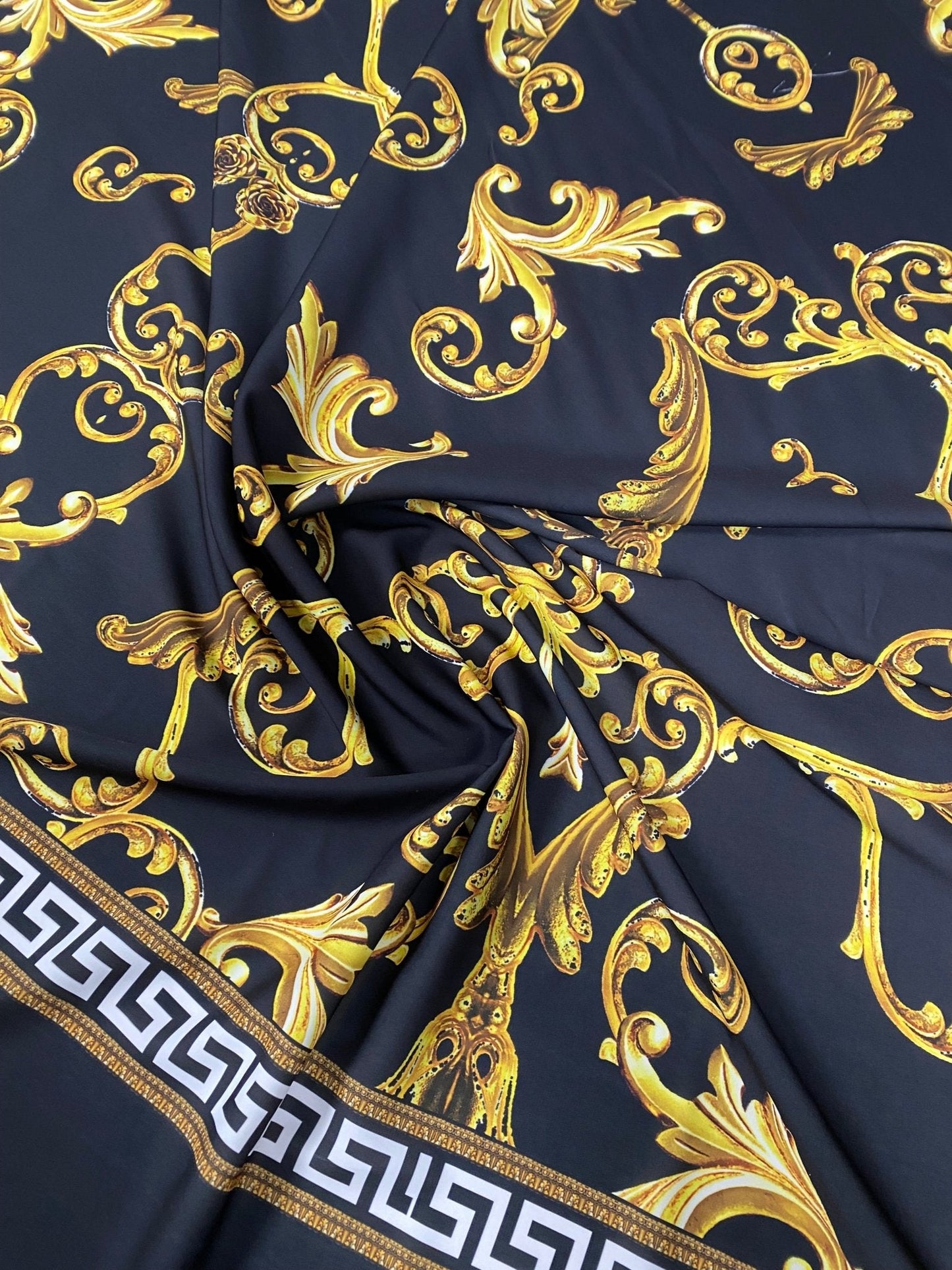 Gold Baroque Crepe Fabric by the Metre – Elegant & Luxury
