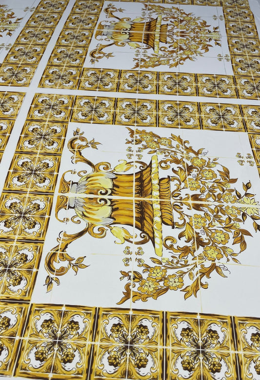 Gold Baroque Floral Crepe Fabric by the Metre – Luxury Dressmaking