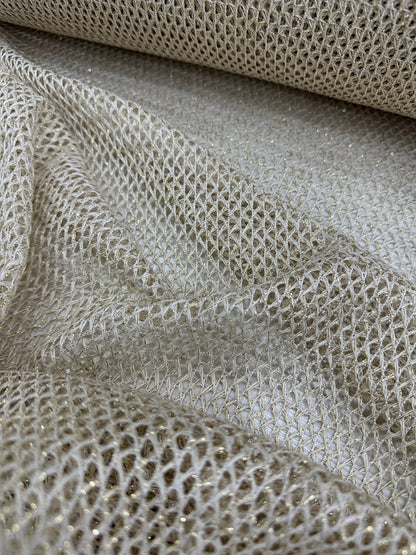 Shimmering Gold Fishnet Mesh Fabric for Elegant Crafts and Designs