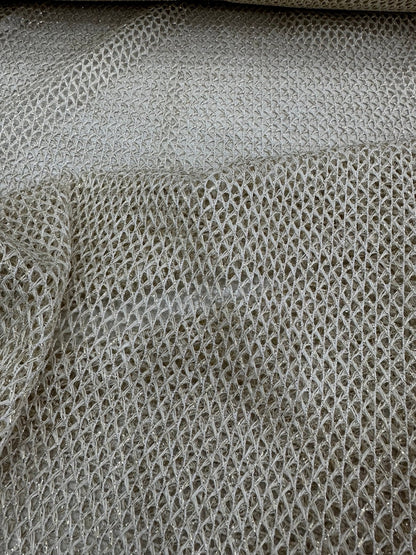 Shimmering Gold Fishnet Mesh Fabric for Elegant Crafts and Designs