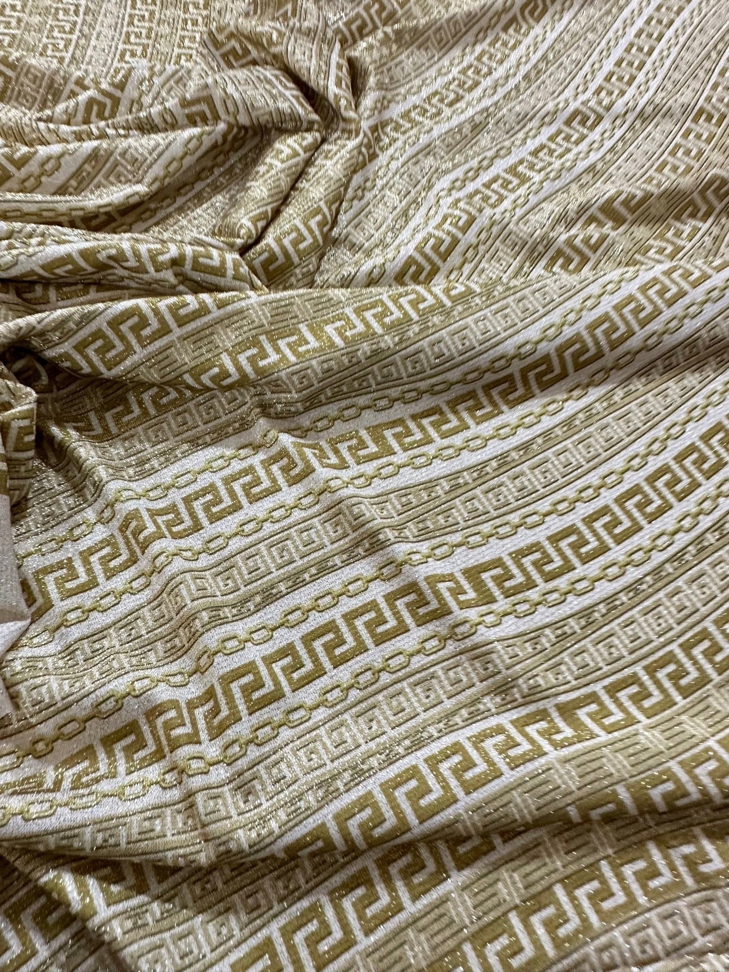 Gold Greek Key Lurex Fabric