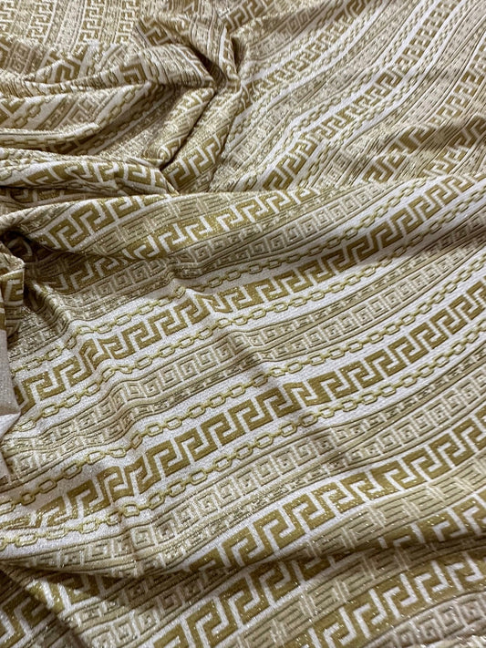 Gold Greek Key Lurex Fabric