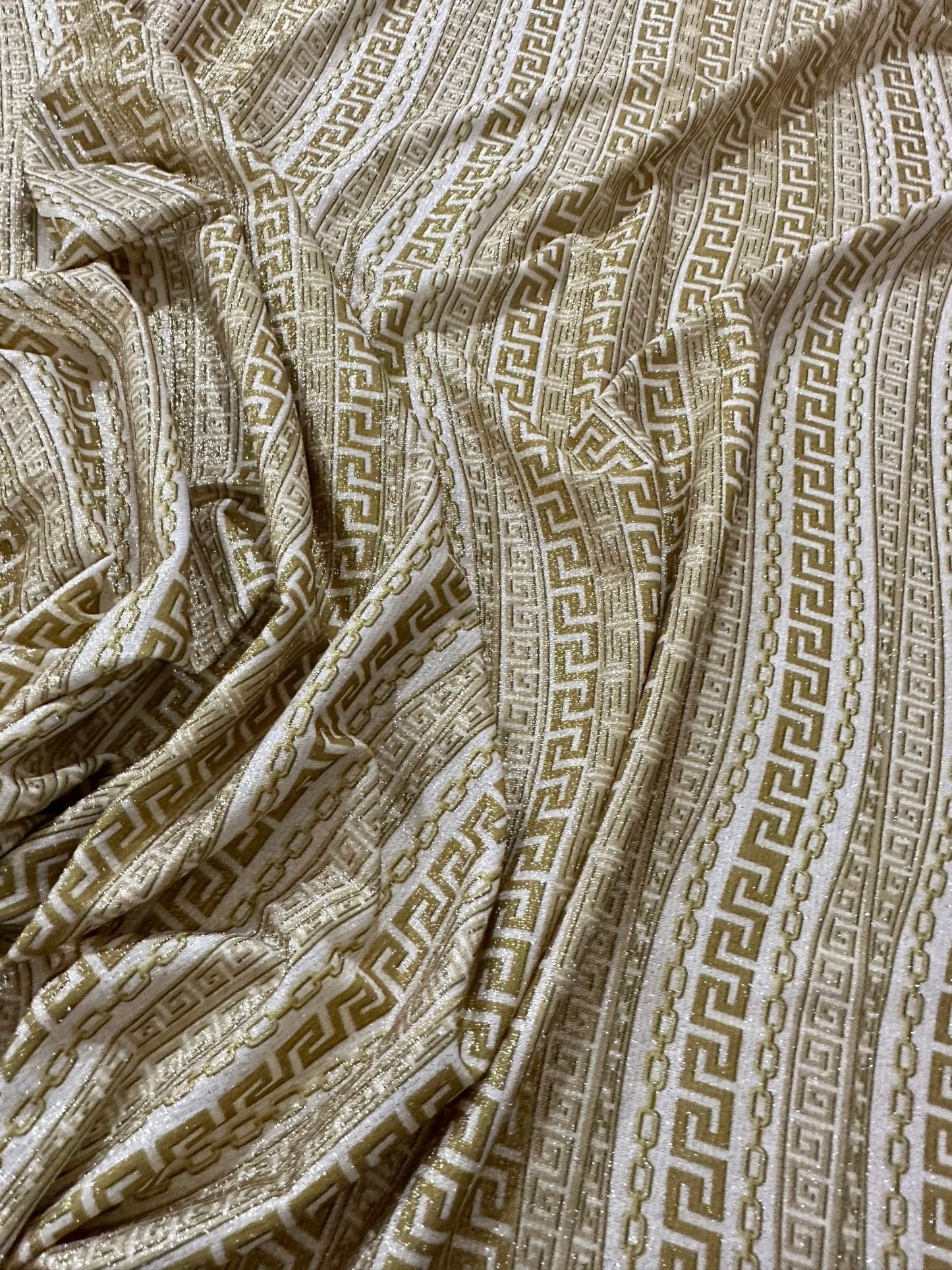Gold Greek Key Lurex Fabric