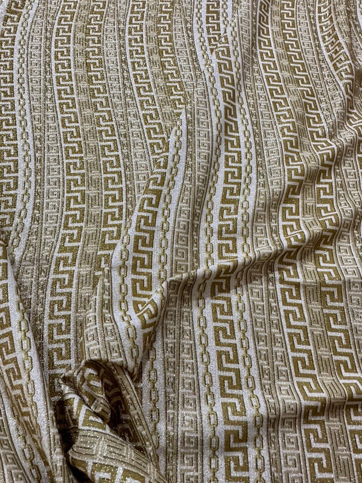 Gold Greek Key Lurex Fabric