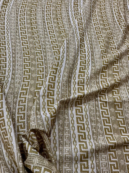Gold Greek Key Lurex Fabric