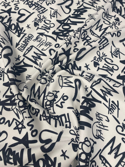 Graffiti Pattern Activewear Fabric – Fabric by Metre, Multiple Options for Sewing & Dressmaking