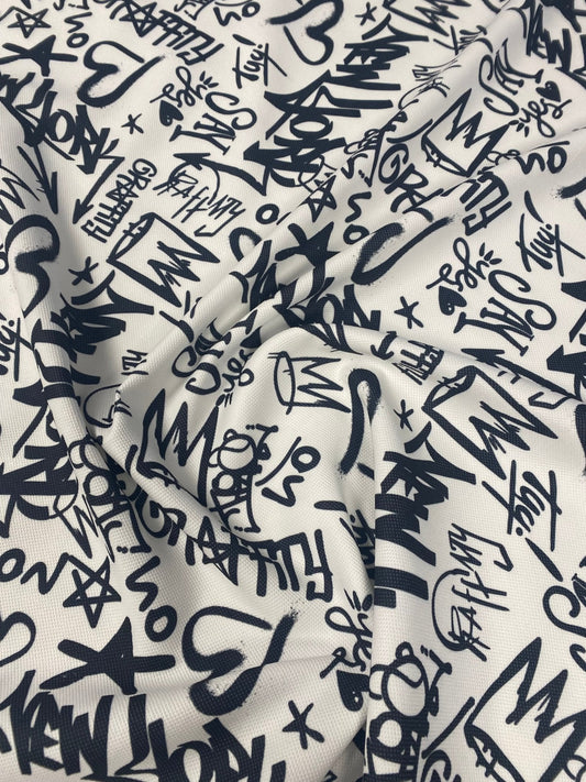 Graffiti Pattern Activewear Fabric – Fabric by Metre, Multiple Options for Sewing & Dressmaking
