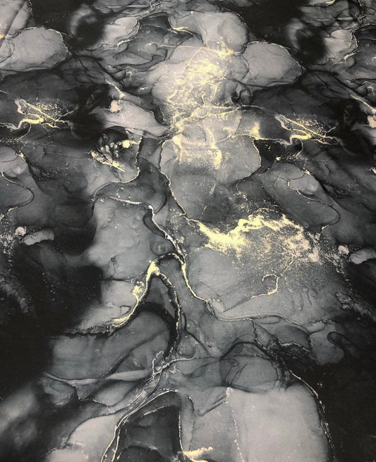 Gray Tie Dye Fabric with Gold Accents