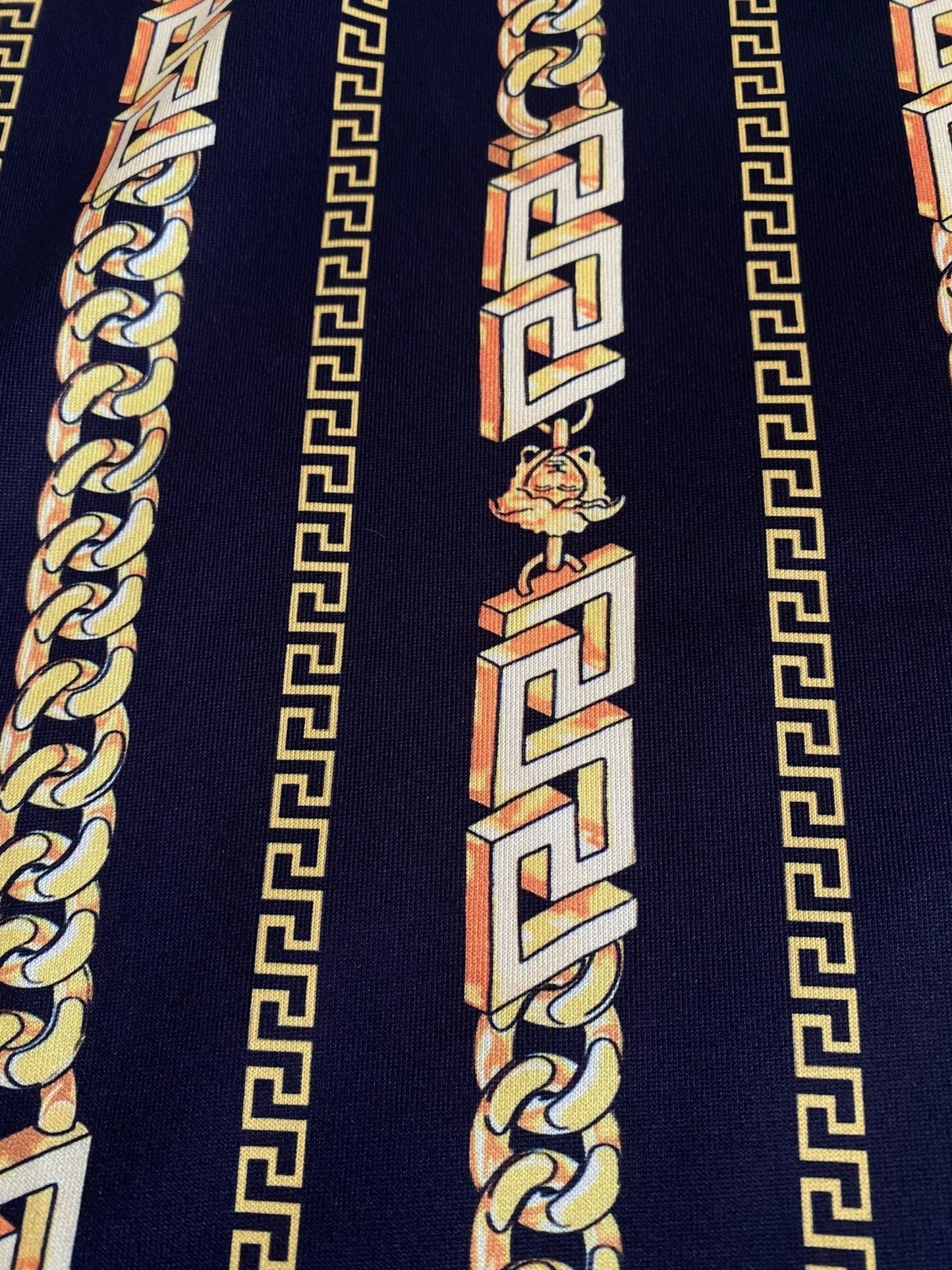 Greek Key Black and Gold Pattern Fabric