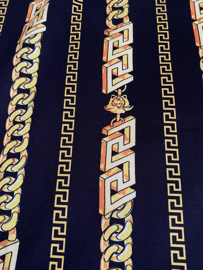 Greek Key Black and Gold Pattern Fabric