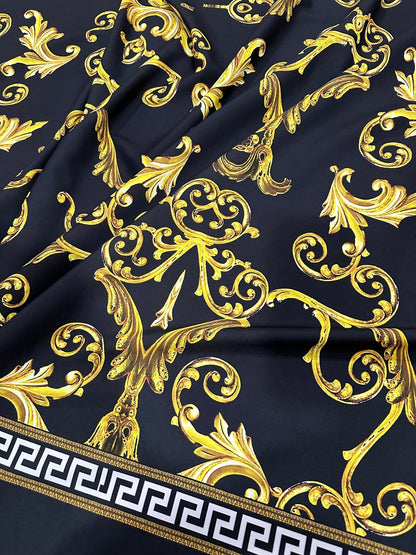 Black Gold Greek Key Fabric