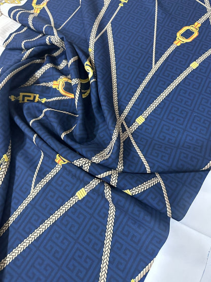 Navy Blue Greek Key Chain Fabric