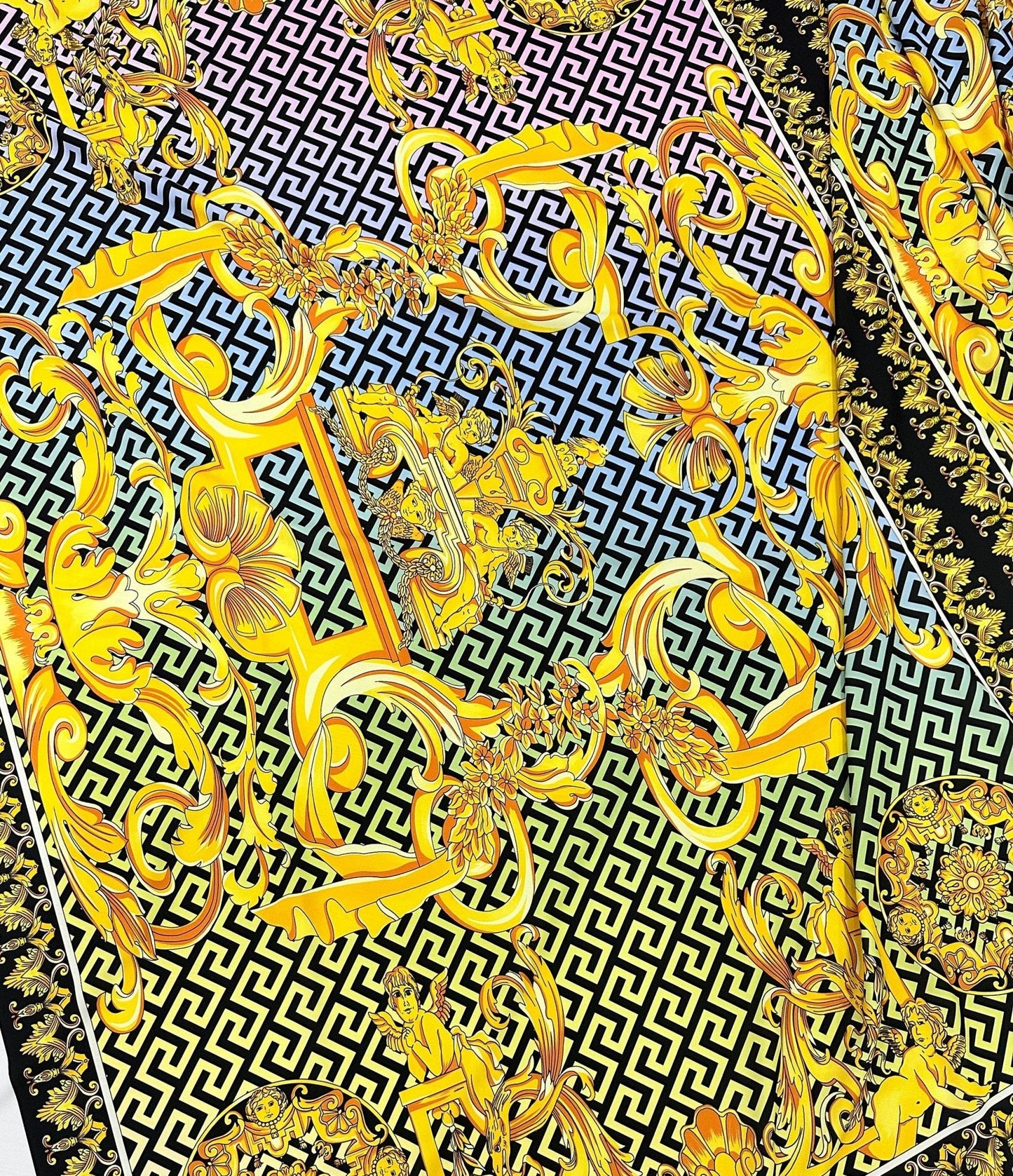 Gold Baroque Greek Key Pattern Fabric