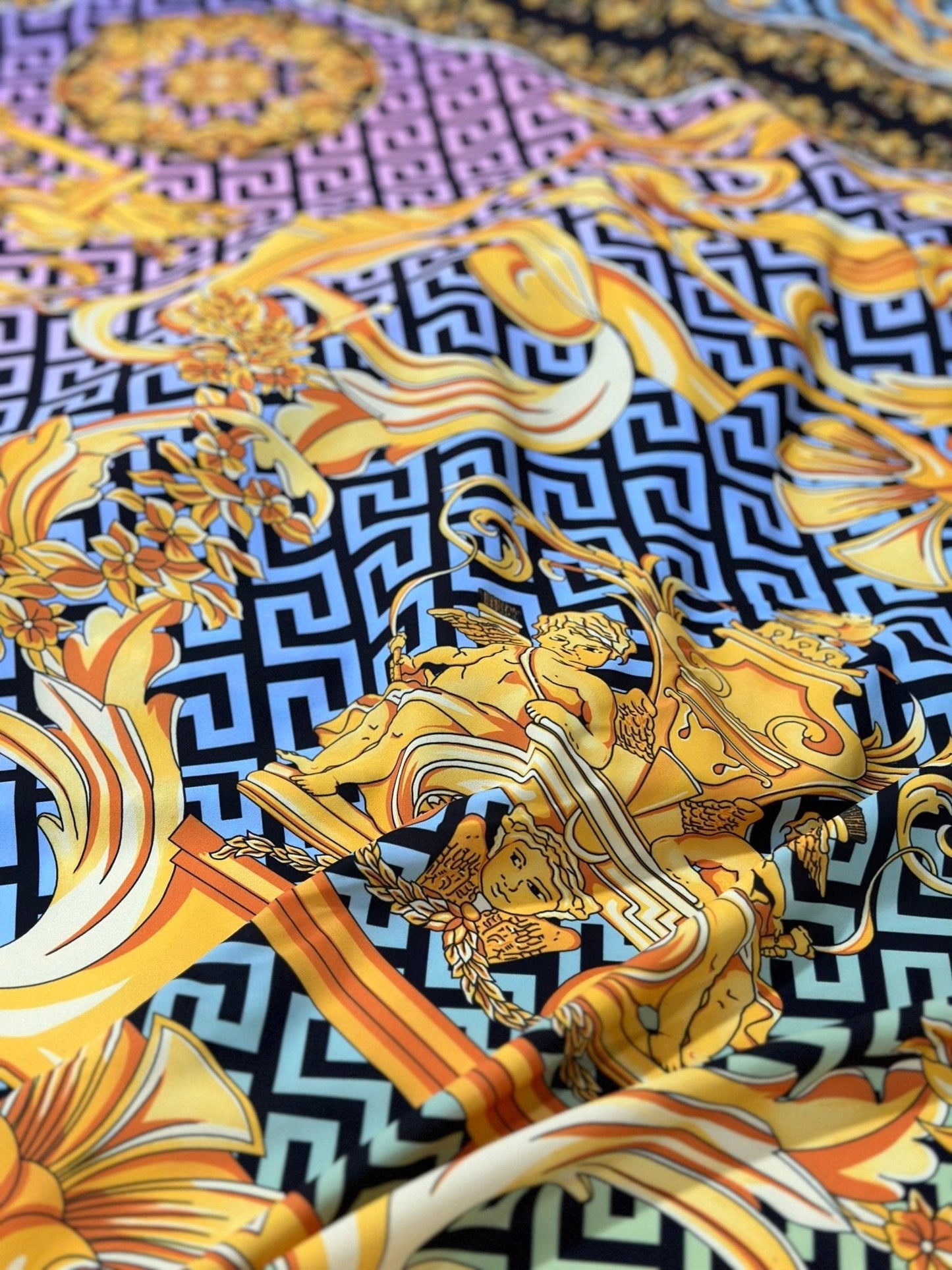Gold Baroque Greek Key Pattern Fabric