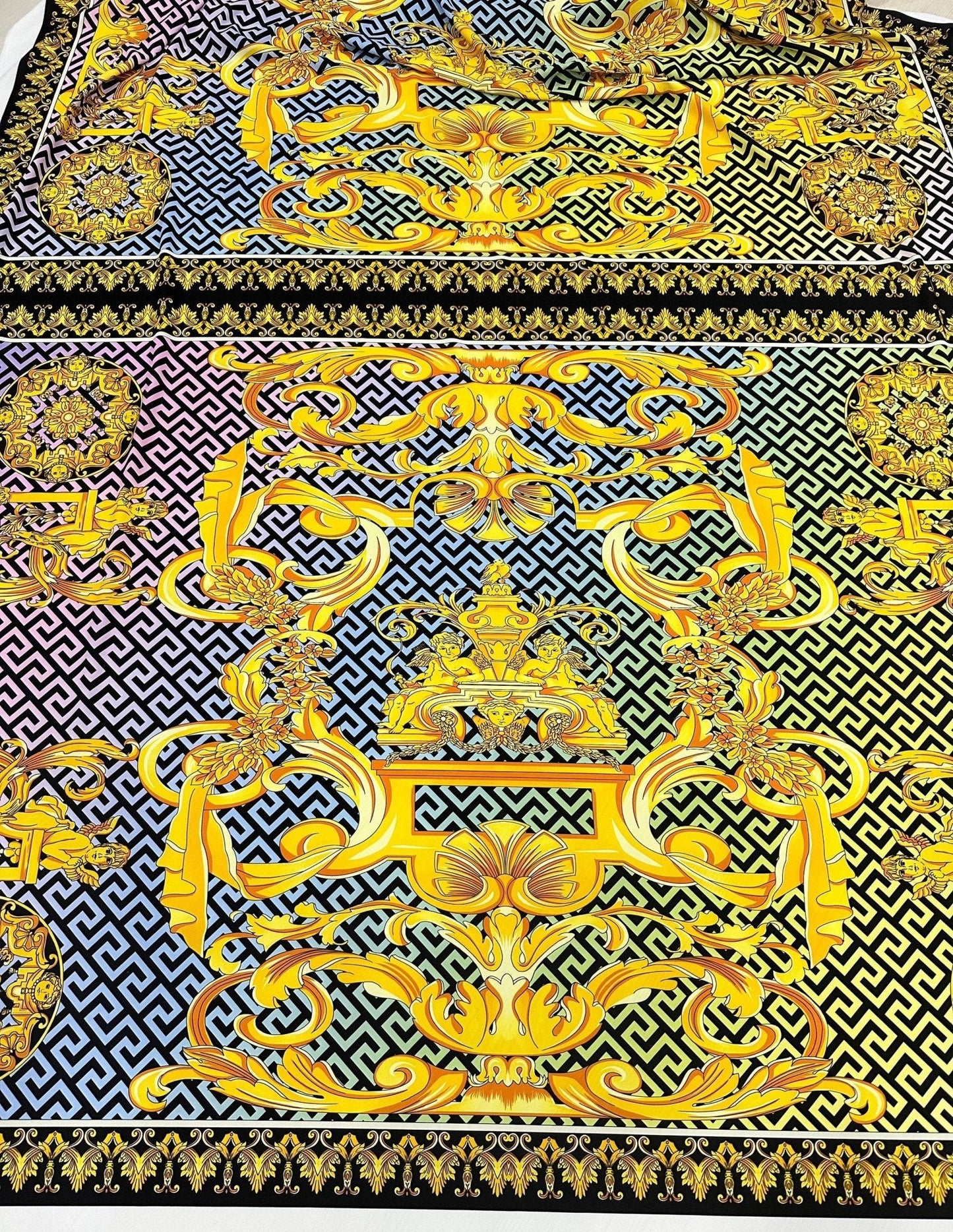 Gold Baroque Greek Key Pattern Fabric