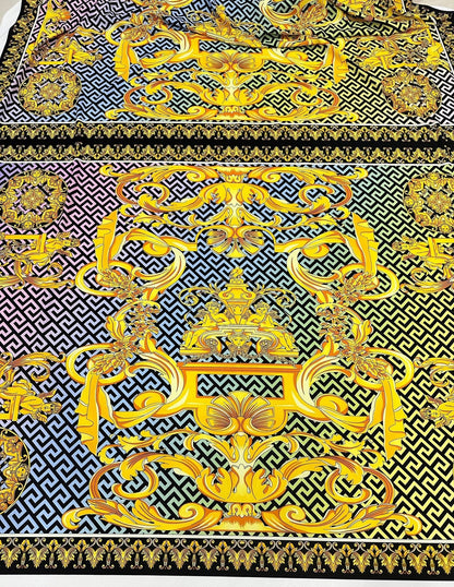 Gold Baroque Greek Key Pattern Fabric