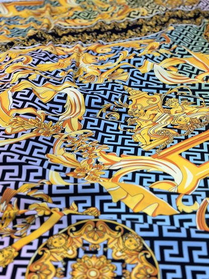 Gold Baroque Greek Key Pattern Fabric