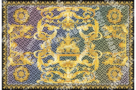 Gold Baroque Greek Key Pattern Fabric