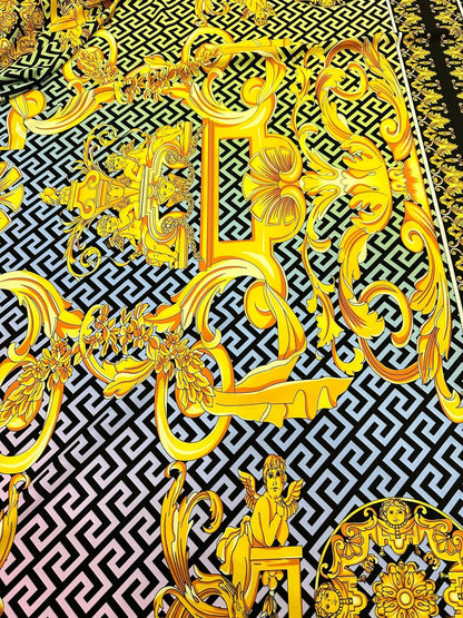 Gold Baroque Greek Key Pattern Fabric