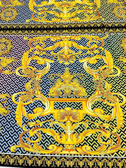Gold Baroque Greek Key Pattern Fabric