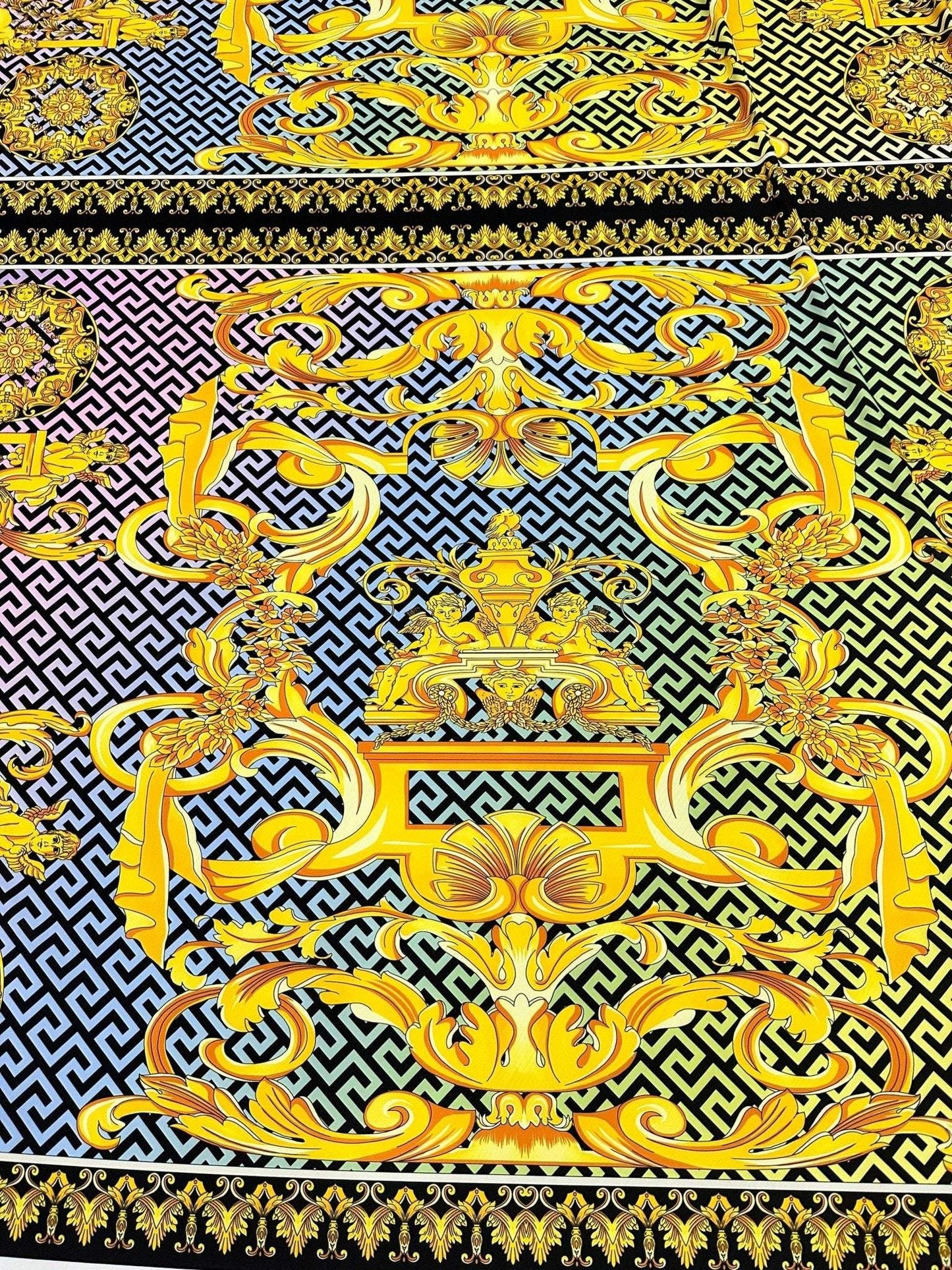 Gold Baroque Greek Key Pattern Fabric – Multiple Fabric Options, Sold by Metre