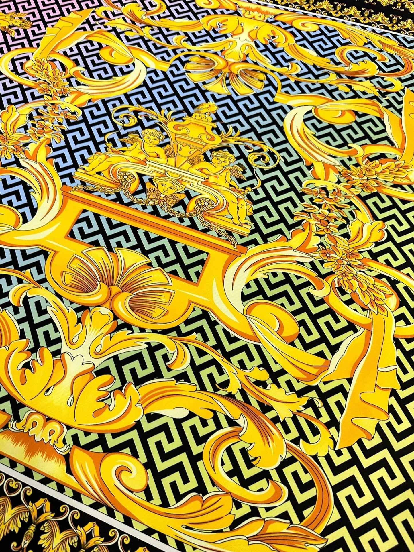 Gold Baroque Greek Key Pattern Fabric