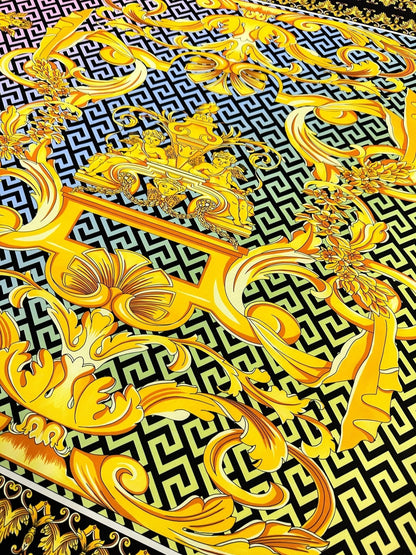 Gold Baroque Greek Key Pattern Fabric
