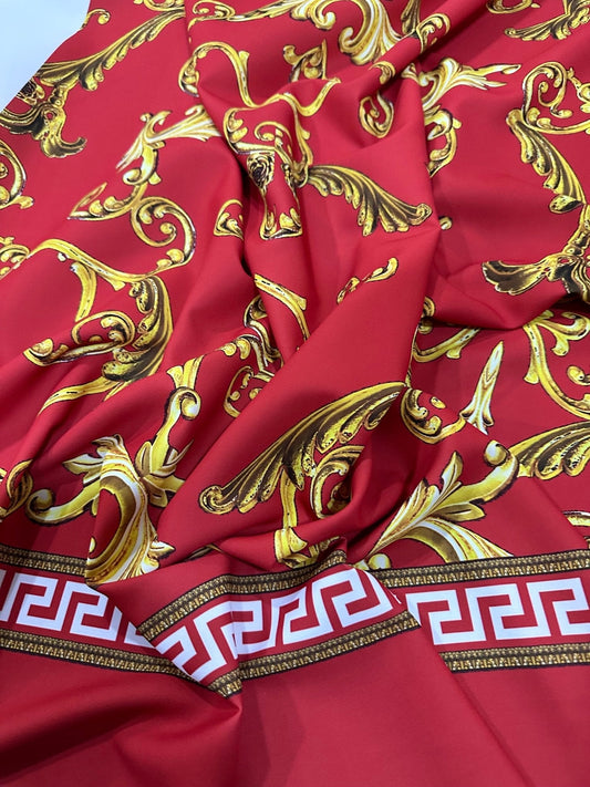 Greek Key Red Fabric
