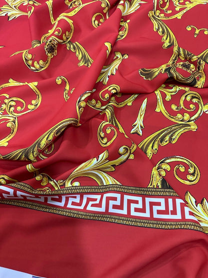 Greek Key Red Fabric