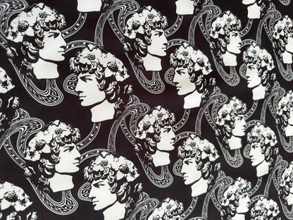 Greek Crepe Fabric Youth Pattern Black  White Rome Design